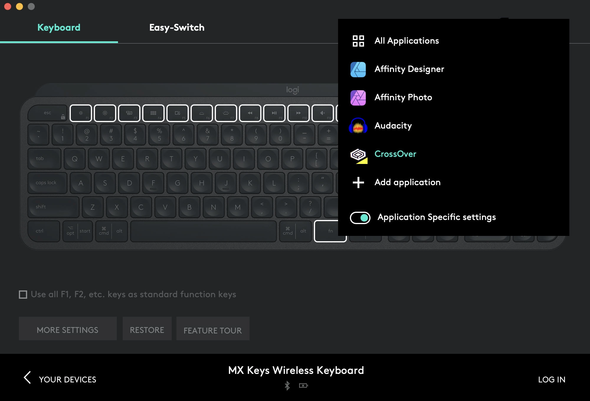 Logitech MX Keys rozdíl Graphite vs Mac verze